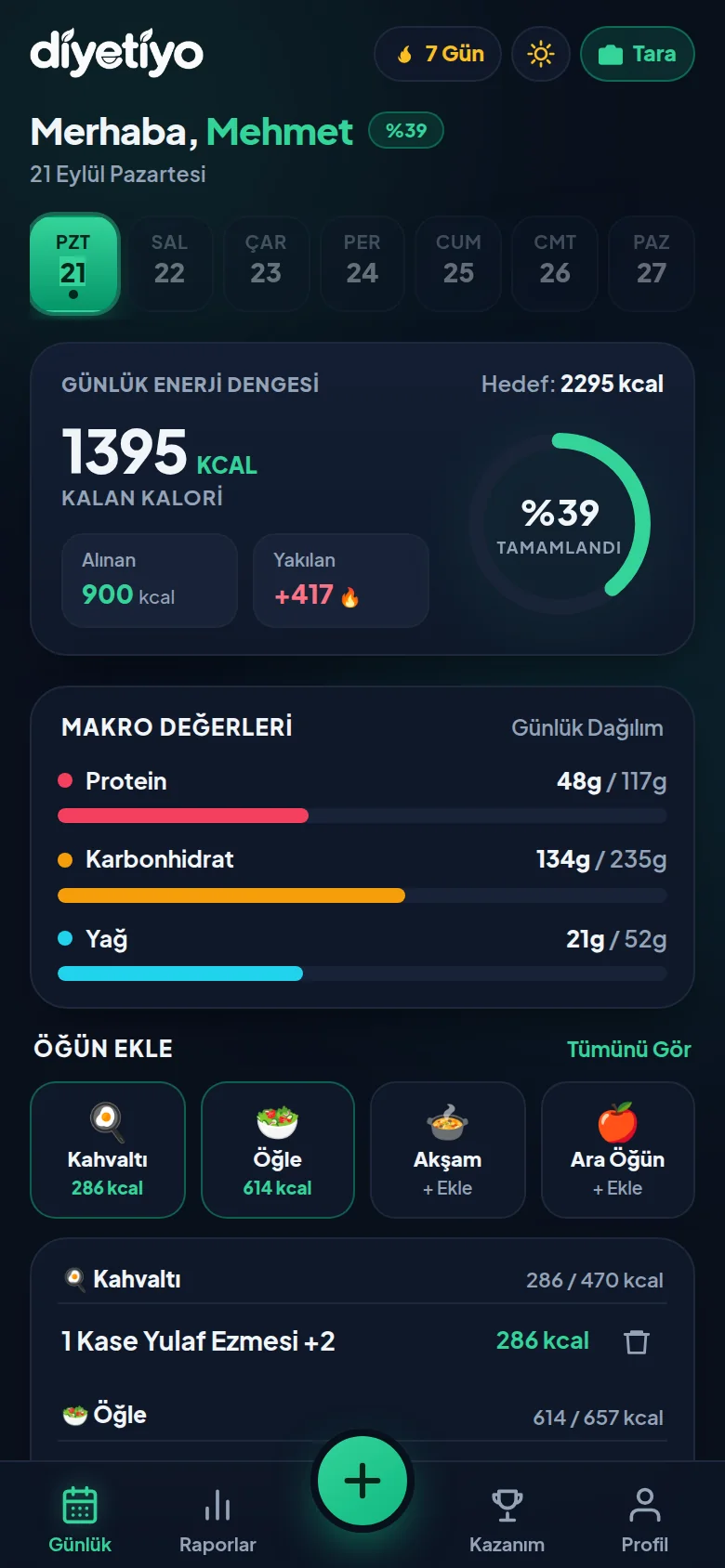 Diyetiyo ana ekran